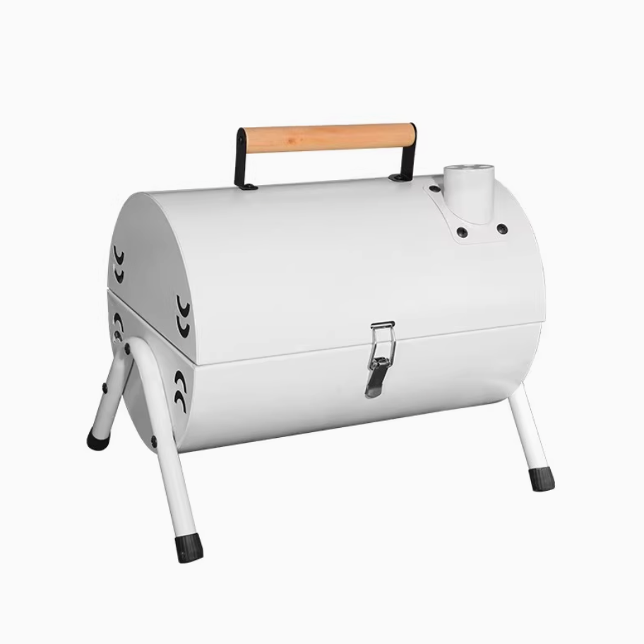 Utendørs grillfat. Bærbar sylindrisk tosidig kullgrillovn
