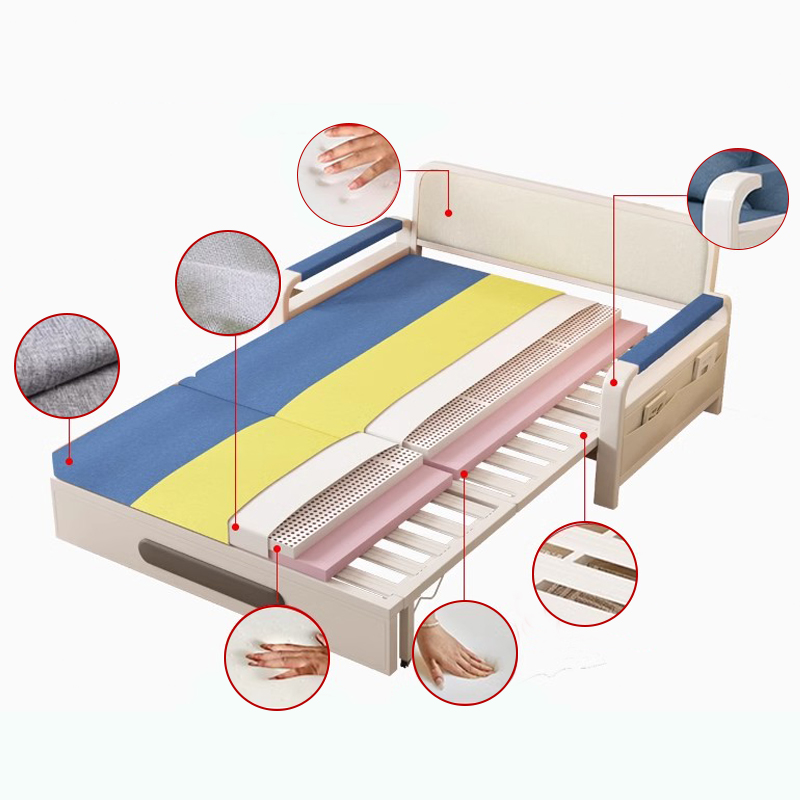 Trefarget multifunksjonell sammenleggbar sofa seng