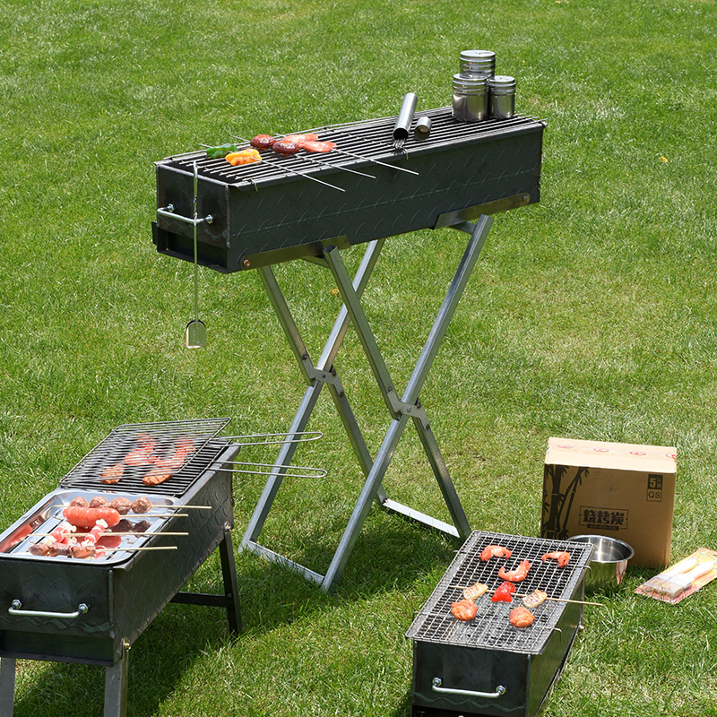 Rustfritt stål sammenleggbar bærbar x-formet grillgrill
