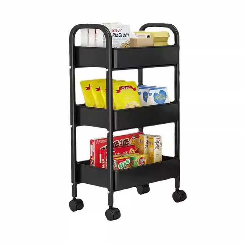 Gulvet multi-tier dobbelthåndtak mobil trallehylle