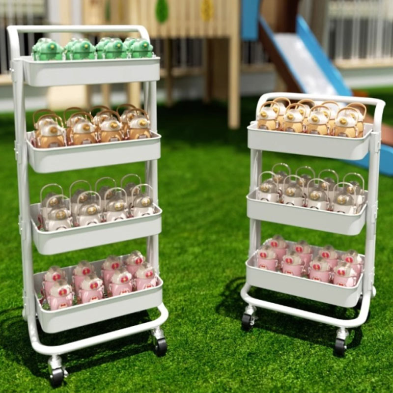 Gulvet multi-tier enkelthåndtak mobil trallehylle